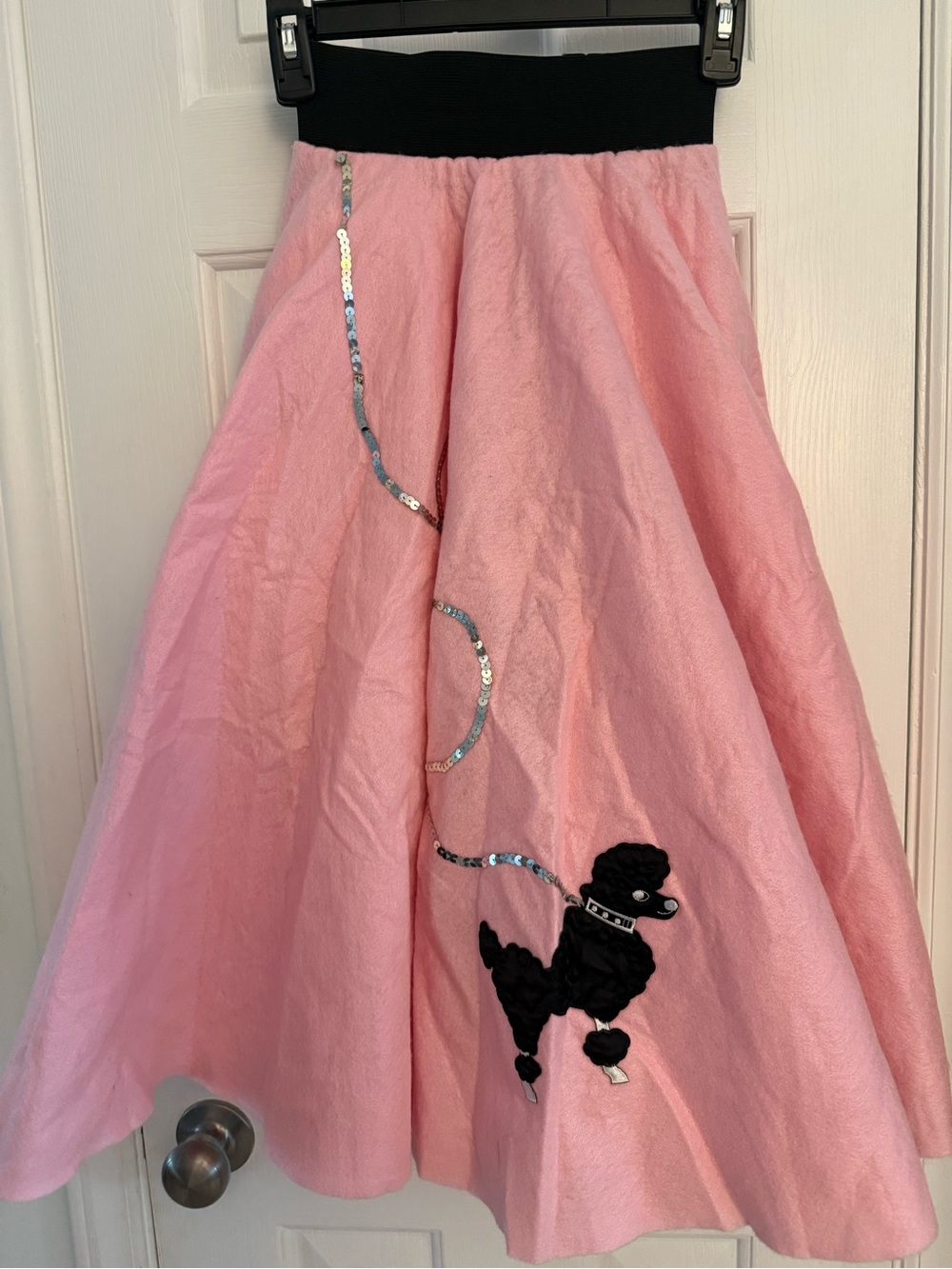 Pink Circle Skirt with Black Poodle Applique